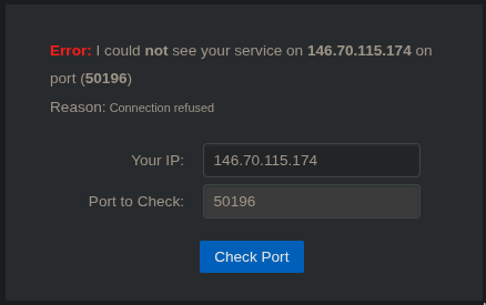 connection refused error on badly configured port